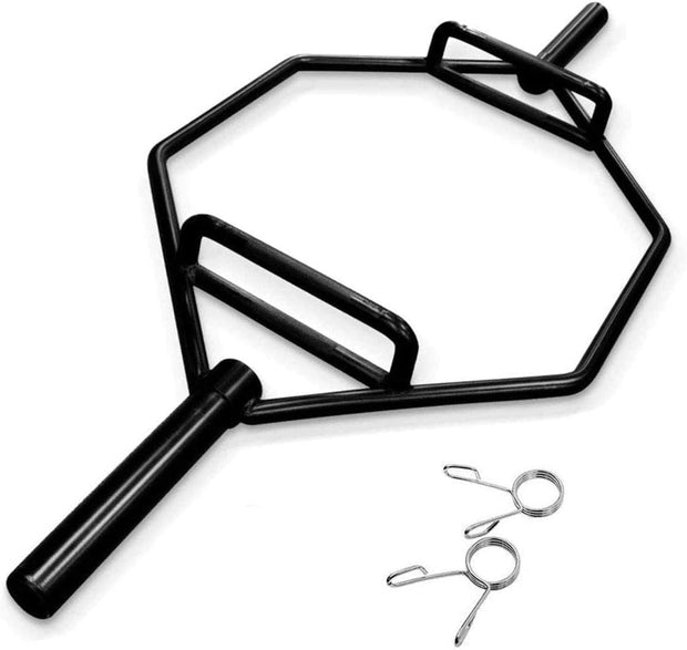 Olympic Hex Bar Solid Steel Sleeve 1000lbs Weight Capacity Trap Bar Deadlift Bar with Knurled Handles, for Bodybuilding Training, Squats, Deadlifts, Shrugs Power Pulls, Black