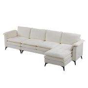 VINGLI 110" Modern U Shaped Sectional Couch with 51"D Double Chaise for Living Room, Black Deep Seat Sectional Sofa Sets with 5.9" Thickness Seating Padding for Home Furniture,Linen Fabric,Metal Legs