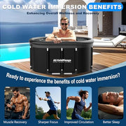 XXL Oval Ice Bath Tub for Cold Plunge, Portable Ice Pod with Lid, 148Gal Inflatable Cold Plunge Tub with 2 Drain Valves for Chiller Connection, Cold Therapy Recovery, Indoor Outdoor Use