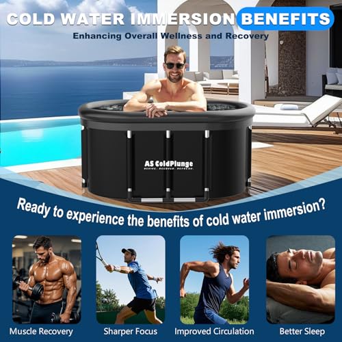 XXL Oval Ice Bath Tub for Cold Plunge, Portable Ice Pod with Lid, 148Gal Inflatable Cold Plunge Tub with 2 Drain Valves for Chiller Connection, Cold Therapy Recovery, Indoor Outdoor Use