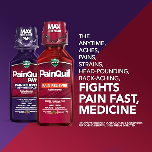 Vicks PainQuil & PainQuil PM Pain Relief Liquid, 1000mg Acetaminophen, 2x12 oz