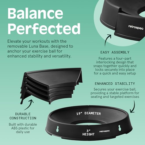 Retrospec Luna Exercise Ball with Pump - Anti-Burst Fitness Equipment for Yoga, Core Training & Stability - Home Gym Swiss Ball for Office & Pregnancy