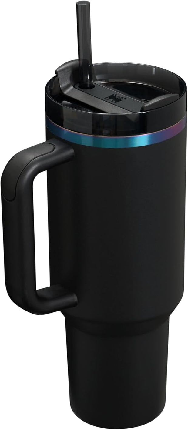 STANLEY Quencher H2.0 Tumbler with Handle and Straw 40 oz | Flowstate 3-Position Lid | Cup Holder Compatible for Travel | Insulated Stainless Steel Cup | BPA-Free | Black Chroma