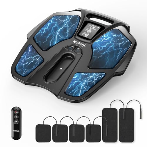 NURSAL TENS EMS Foot Massager for Neuropathy, Foot Nerve Muscle Stimulator Pro, Circulation and Body Pain Relief with TENS Unit Muscle Stimulator Pads, Electric Feet Legs Blood Circulation Machine