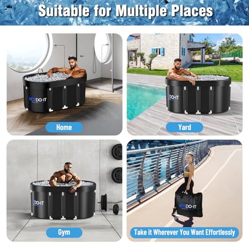 Upgrade 129 Gal XL Large Oval Ice Bath Tub for Athletes, Collapsible Cold Plunge Tub-Multiple Layered for Post-Exercise Recovery, Portable Bathtub for Home, Gyms, Indoor, Outdoor use