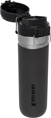 Stanley Quick Flip GO Water Bottle 24 oz | Push Button Lid | Leakproof and Packable for Travel and Sports | Insulated Stainless Steel | BPA-Free | Charcoal