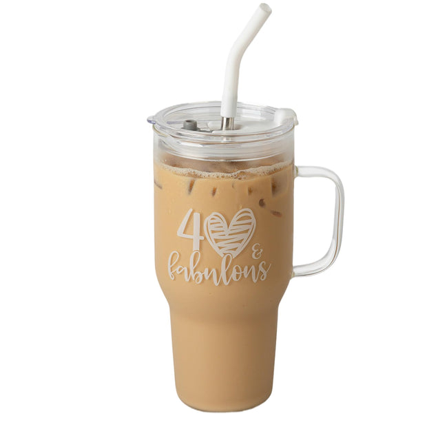 Large Glass Tumbler with Lid and Straw, 4 Pack Glass Cup with Handle, 33oz Iced Coffee Cups, Thick Drinking Glasses Set, Clear Travel Mug for Hot and Cold Beverage, Drinks, Tea, Smoothie