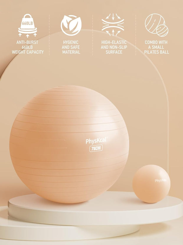 Yoga Ball for Exercise, Pilates Set, 4 Sizes Fitness Ball for Workout, Birthing, Pregnancy, Physical Therapy- Pump Included