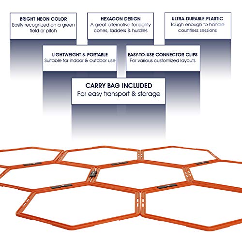 Yes4All Hex Agility Rings/Speed Rings with Carrying Bag – Hexagon Rings, Agility Hurdles for Agility Footwork Training