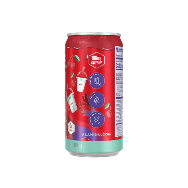 New Alani Mini Energy Drinks, 8.4oz Cans Cherry Slush Flavor Sugar Free, Low Calorie, 100 mg Caffine, Energy Boost Drinks (6 pack) Repackaged By Shadow Hunter