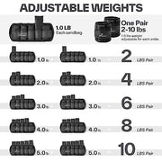 Sportneer Adjustable Ankle Weights 1 Pair 2 4 6 8 10 Lbs Leg Weight Straps for Women Men, Weighted Ankle Weights Set for Gym,Fitness, Workout,Walking, Jogging,1-5 lbs Each Ankle, 1 Pair 2-10 lbs