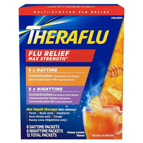 Theraflu Max Strength Daytime Flu Symptom Relief - 6 Ct Plus Max Strength Nighttime Flu Medicine for Flu Symptom Relief - 6 Ct Combo, 12 Count (Pack of 1)