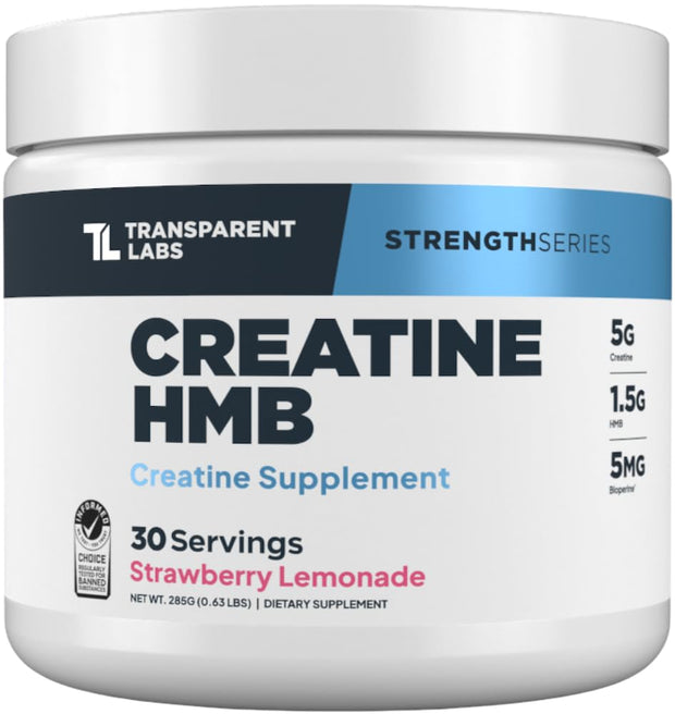 Transparent Labs Creatine HMB - Creatine Monohydrate Powder with HMB for Muscle Growth, Increased Strength, Enhanced Energy Output, and Improved Athletic Performance - 30 Servings, Unflavored