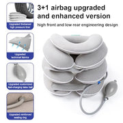 Neck Stretcher with Neck Brace,Cervical Traction Neck Device,Neck Relief Tool,Adjustable Inflatable Cervical Brace,Home Use Neck Decompression New Technology Breathable Fabric Washable&Colorfast(Gray)