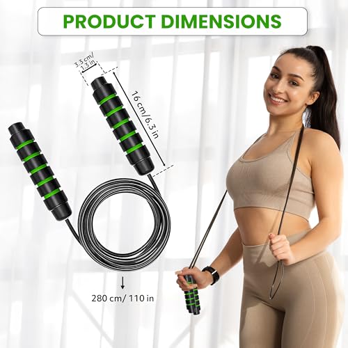 Jump Rope – Speed Jump Rope with Ball Bearings and Adjustable Cable – Jumping Cable for Men, Women, Kids – Ideal for Box, Sports, Cardio, Training – Tangle-Free Jumping and Memory Foam Handle