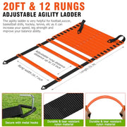 Speed and Agility Training Equipment: 5 Adjustable Agility Hurdles. 20ft Agility Ladder, Soccer Training Equipment Set for Kids Youth Adults