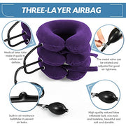 Neck Stretcher, Cervical Traction Device, Neck Traction Device, Neck Pain Relief, Adjustable Inflatable Neck Brace & Neck Stretcher Cervical Traction, Neck Decompression Home Use (Purple)