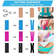 SUPERBE Precut Kinesiology Tape (3 Rolls Pack), Elastic Sports Tape for Pain Relief, Muscle Support, Recovery and Physio Therapy, Breathable, Waterproof (Black)