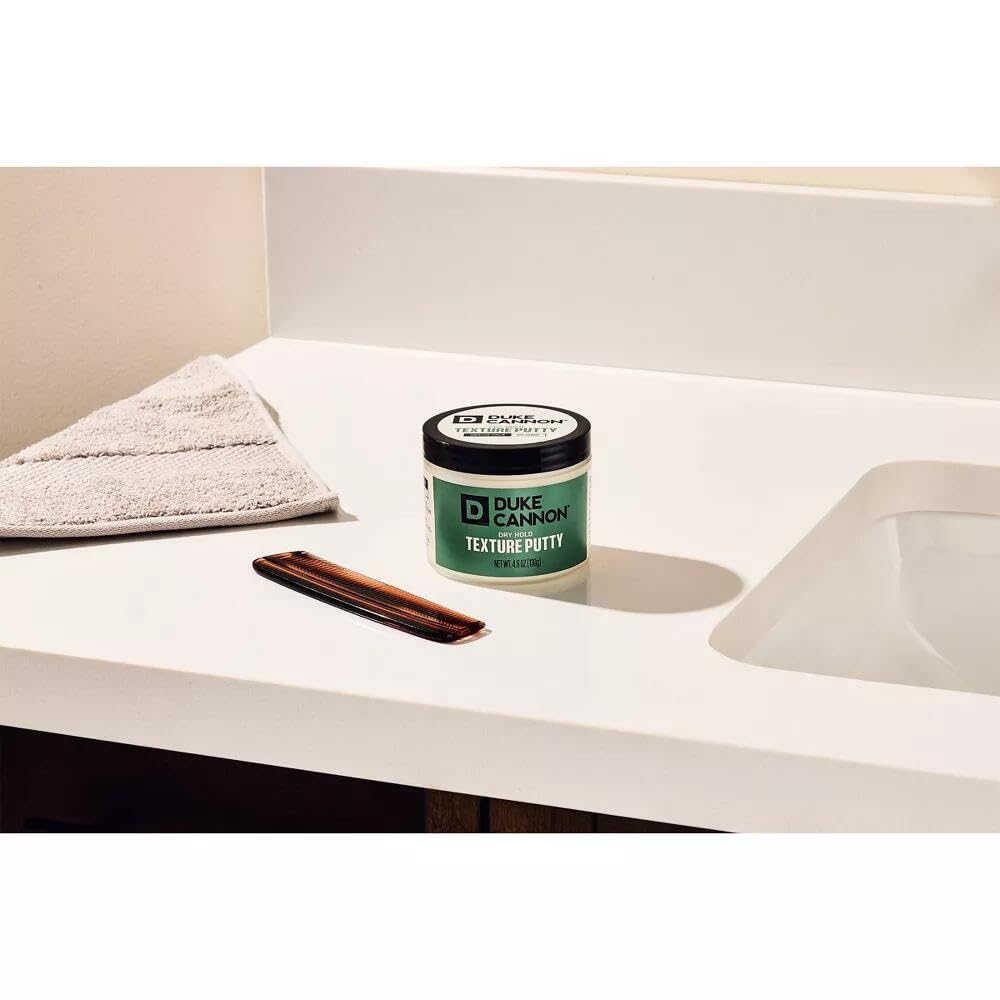 Duke Cannon Dry Hold Texture Putty – Medium Hold, No Shine Hair Styling Paste for Men, 4.6 oz