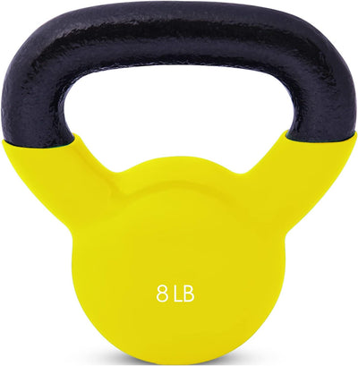 JFIT Kettlebell Weights Vinyl Coated Iron - 12 Size Options, 5lbs-50lbs - Coated for Floor and Equipment Protection, Noise Reduction, Ballistic, Core, Weight Training