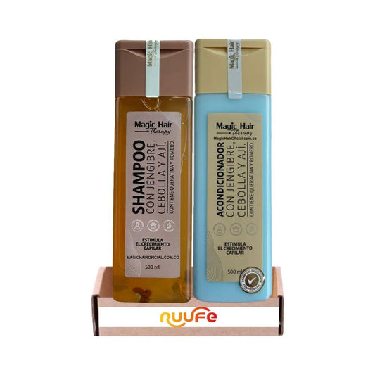 Magic Hair KIT (2 PACK) Shampoo de Cebolla con Aji y Acondicionador de Jengibre y Aji