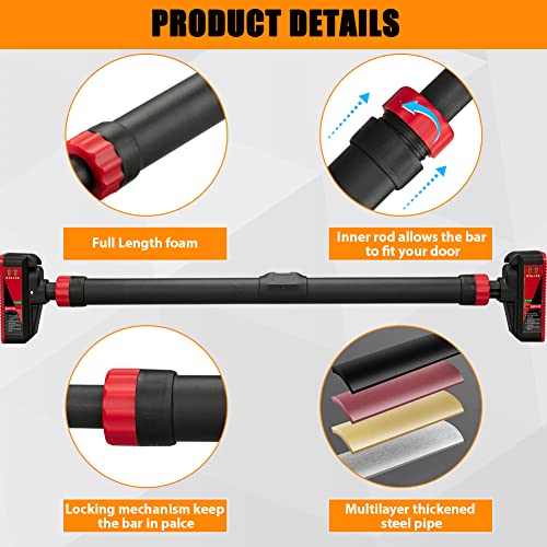 Pull Up Bar for Doorway, Strength Training Pull-up Bars, Chin Up Bar, No Screws, With Level Meter and Adjustable Width for Home Gym Upper Body Workout, No Installation Required, Max Load 440 LBS