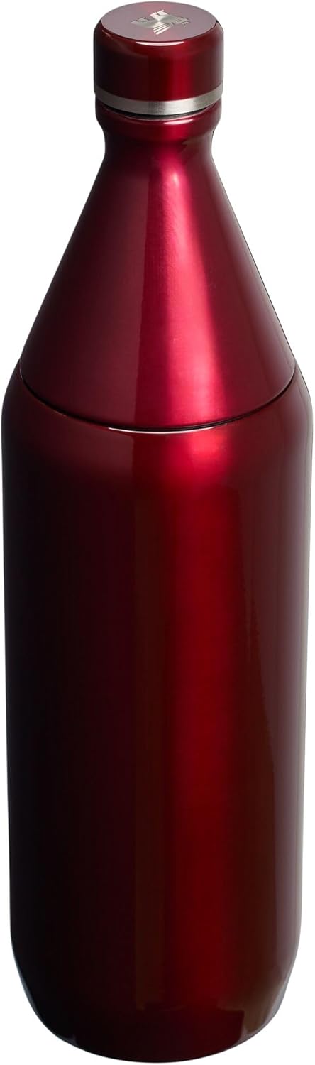 Stanley All Day Slim Bottle 34 oz | Twist off Lid with Leakproof Seal | Slim Design for Travel and Gym | Insulated Stainless Steel Water Bottle | BPA-Free | Garnet Shine
