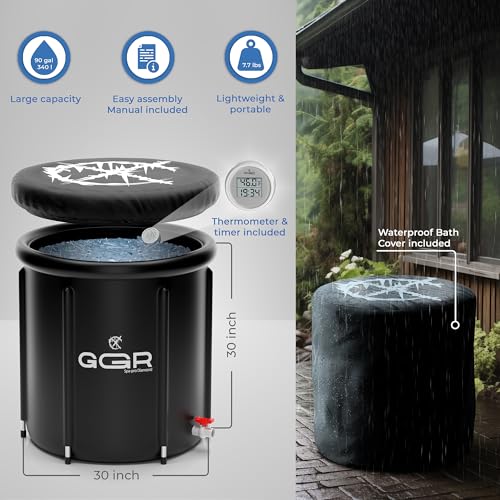 Premium Ice Bath Tub for Cold Plunge 90/XL Gallon Multilayer Portable and for Home Use| Ice Pod with Thermometer and Timer,Cold Plunge Tub for Athletes and Elderly Durable, Easy to Set Up