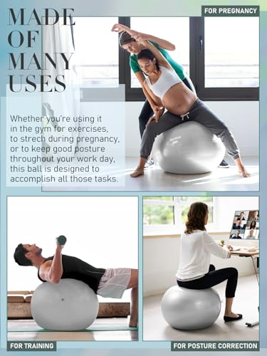 Yoga Ball for Exercise, Pilates Set, 4 Sizes Fitness Ball for Workout, Birthing, Pregnancy, Physical Therapy- Pump Included