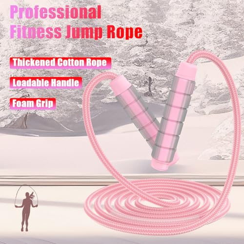 Jump Rope for Women & Men Adjustable Length Cotton Skipping Rope for Adults & Kids Workout Equipment for Weight Loss, Cardio, Boxing & Fitness Suitable for Home, Gym & School Use