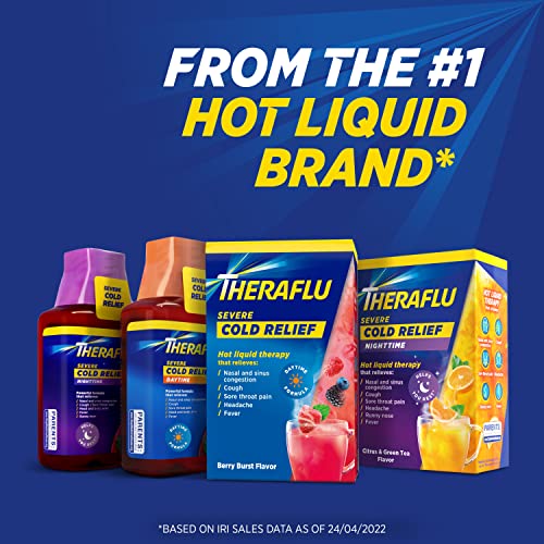 Theraflu Powder for Daytime Severe Cold and Cough, Berry Infused with Menthol (6 packets)