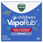 Vicks Children's VapoRub, Topical Cough Suppressant and Analgesic, Relieves Coughs and Minor Aches and Pains, Clinically Proven, Starts Working in Minutes for Fast Relief, For Children Ages 2+, 1.76oz
