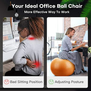 Yoga Ball, 18-30 Inch Extra Thick Exercise Ball for Workout Fitness Balance, Anti Burst Chair for Home and Office Desk, Includes Hand Pump & Workout Guide Access