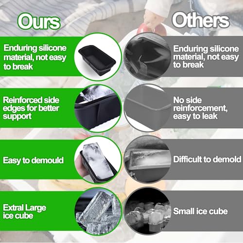 XANGNIER Extra Large Ice Block Mold,4 Pack 9.4lbs Ice Cubes for Cold Plunge or Coolers,Reusable Silicone Ice Molds for Ice Bath Chiller,Big Ice Tray