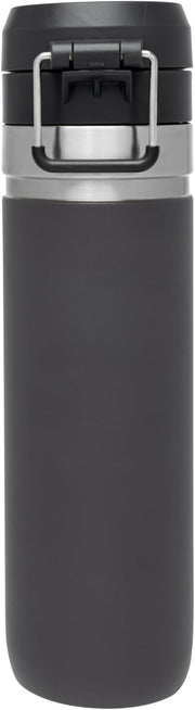 Stanley Quick Flip GO Water Bottle 24 oz | Push Button Lid | Leakproof and Packable for Travel and Sports | Insulated Stainless Steel | BPA-Free | Charcoal