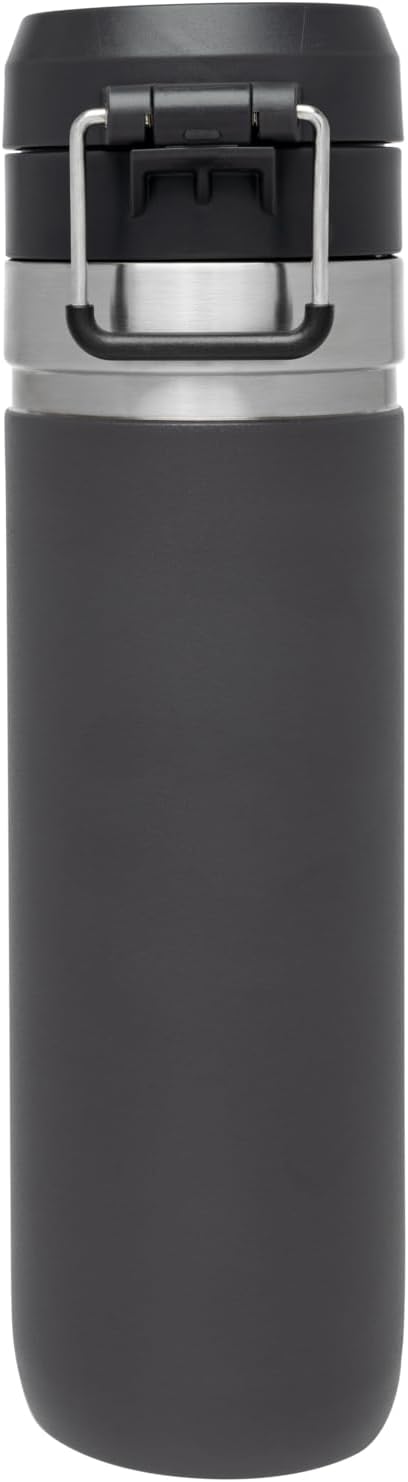 Stanley Quick Flip GO Water Bottle 24 oz | Push Button Lid | Leakproof and Packable for Travel and Sports | Insulated Stainless Steel | BPA-Free | Charcoal