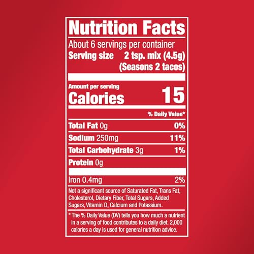 McCormick Taco Seasoning Mix, 30% Less Sodium, No MSG Added, No Artificial Flavors, For Tacos, Nachos, Fajitas and More, 1 oz