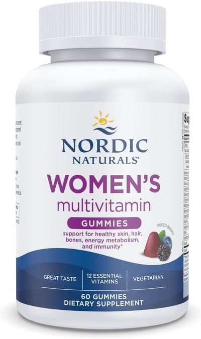 Nordic Naturals Women's Multivitamin Gummies, Mixed Berry - 60 Gummies - Support for Healthy Skin, Hair, Bones, Energy & Immunity - Non-GMO, Vegetarian - 30 Servings