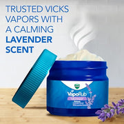 Vicks VapoRub, Lavender Scent, Cough Suppressant, Topical Chest Rub & Analgesic Ointment, Medicated Vicks Vapors, Relief from Cough Due to Cold, Aches & Pains, 1.76oz