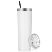 VEGOND Stainless Steel Tumblers Bulk 12 Pack, 20 oz Vacuum Insulated Skinny Tumblers with Lids and Straws, Double Wall Coffee Mug, Travel Water Cup, White