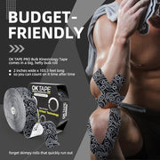 OK TAPE Kinesiology Tape Bulk 103Feet, Pro Adhesive, Water-Resistant k Tape, Elastic Athletic Tape, Latex Free, Uncut, Black