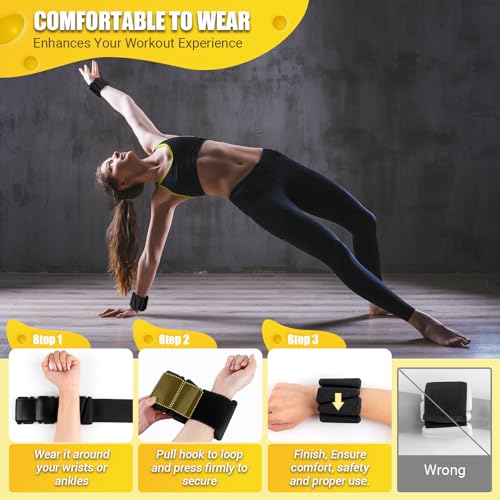 Wrist Ankle Weights Bangles 4lb/2lb for Women, Adjustable Silicone Pilates Weights Bracelet, Heavy Duty Fasteners Wearable Arm & Leg Weights for Yoga, Pilates, Barre, Walking and Gym (Set of 2)