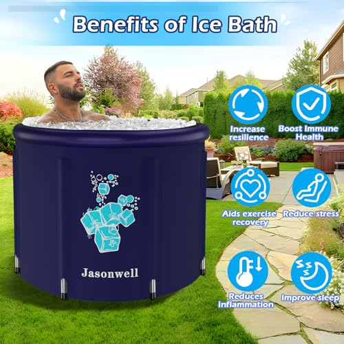 Jasonwell Ice Bath Tub for Athletes - Heavy Duty Cold Water Therapy Plunge Tub Ice Pod for Recovery Portable Ice Barrel Plunge Pool for Outdoor Inflatable Hot Tub Bathtub at Home for Adults