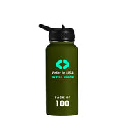 Personalized Custom Print in USA Water Bottle 32oz Stainless Steel Double Wall Coffee Cup with Lid & Straw Insulated Tumbler with Colorful Text Logo Photo