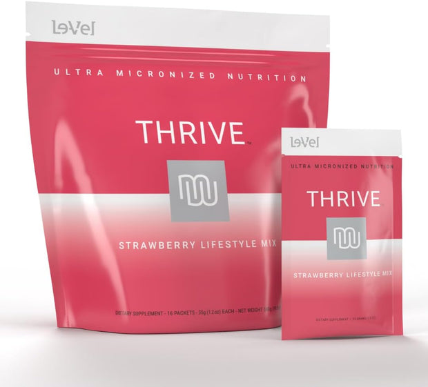 Thrive Protein Shake | 16 Packets (35g Each) | Gluten-Free, Pea Protein, Probiotics, Fiber & Digestive Enzymes | Supports Lean Muscle (16 Packets (Single Servings), Strawberry)