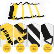 1/2/4 Pack 12 Rungs Agility Ladder Set, Training Ladder with Steel Stakes and Carry Bag for Soccer, Speed Fitness Feet Training