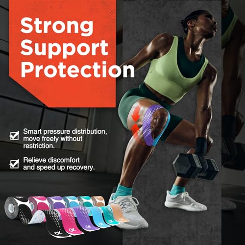 OK TAPE Synthetic Kinesiology Tape Precut Strips, Waterproof Kinesiology Athletic Tape for Joint & Muscle Support, Reflective and Durable Tape, 2in×16.4ft Roll 20PCS | Beige