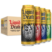 Liquid Death Iced Tea Variety 12-Pack (19.2 Oz Cans) (Grim Leafer, rest in Peach, Dead Billionaire, Green Guillotine)
