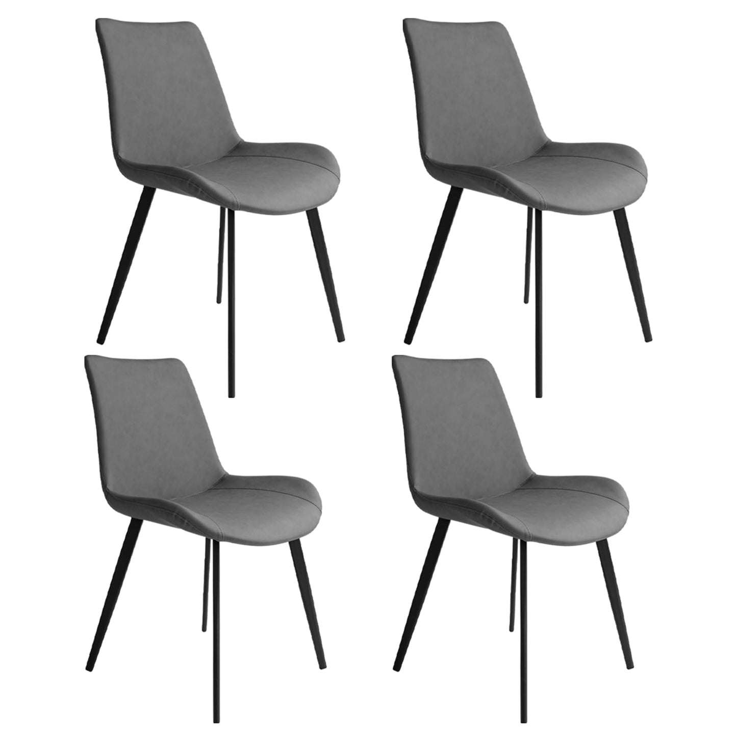 Dining Chairs Set of 4, Modern Kitchen & Dining Room Chairs, Upholstered Faux Leather Cushion Seat and Sturdy Metal Legs (4 Brown Chairs)