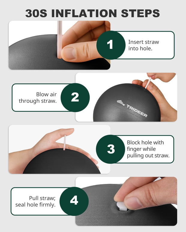 Trideer Pilates Ball 9 Inch, Small Exercise Ball with Exercise Guide for Yoga, Core Training, Physical Therapy, Balance, Stability, Stretching